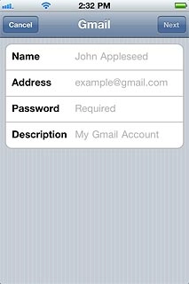 Press Password and key in the password for your email account at your email provider.