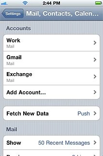 Press the name of the Exchange email account you've just set up.