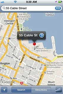 The selected destination is displayed as a point on the map.