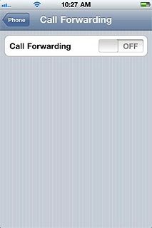 Press the indicator next to Call Forwarding to turn off the function.The request is sent.