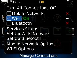 When the box next to the menu item is ticked (V), Wi-Fi is turned on.