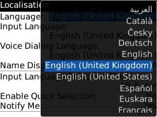 Highlight the required language and press the Navigation key.