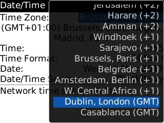 Highlight the required time zone and press the Navigation key.