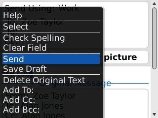 Scroll to Send and press the Navigation key.
