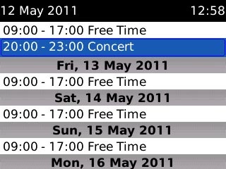 Highlight the required appointment and press the Navigation key to view the appointment details.