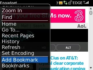Scroll to Add Bookmark and press the Navigation key.