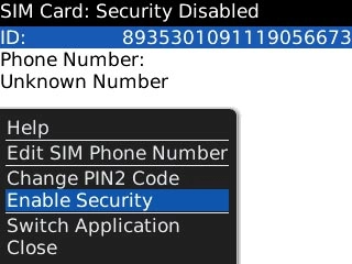 Scroll to Enable Security or Disable Security (depending on the current setting).