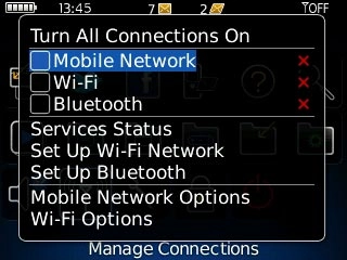 Scroll to Mobile Network and press the Navigation key to turn flight mode on or off.When the box next to the menu item is empty, flight mode is turned off.