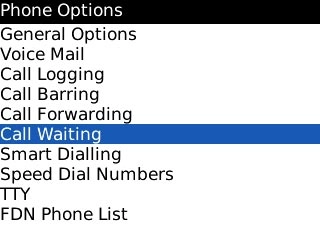 Scroll to Call Waiting and press the Navigation key.