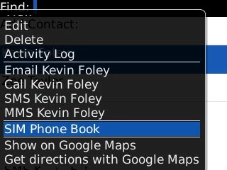 Scroll to SIM Phone Book and press the Navigation key.