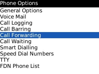 Scroll to Call Forwarding and press the Navigation key.