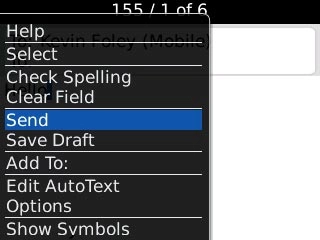 Scroll to Send and press the Navigation key.