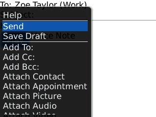 Scroll to Send and press the Navigation key.