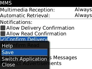 Scroll to Save and press the Navigation key.