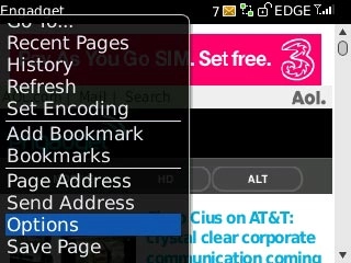 Scroll to Options and press the Navigation key.
