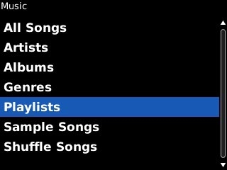 Scroll to Playlists and press the Navigation key.