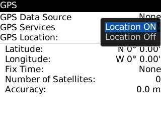 Highlight Location ON or Location Off and press the Navigation key.