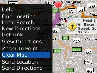 Scroll to Clear Map and press the Navigation key.