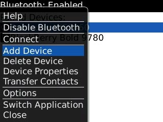 Scroll to Add Device and press the Navigation key.