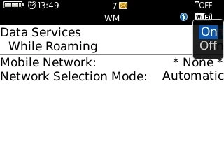 Highlight On or Off and press the Navigation key.