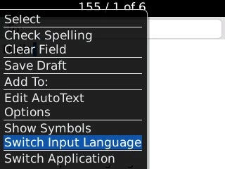 Scroll to Switch Input Language and press the Navigation key.