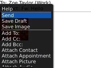 Scroll to Send and press the Navigation key.