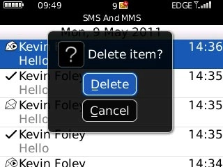 Scroll to Delete and press the Navigation key to confirm.