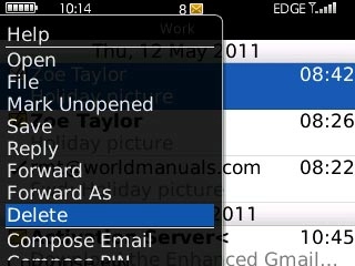 Scroll to Delete and press the Navigation key.