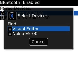 Highlight the required device and press the Navigation key.