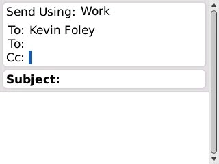 Highlight the field next to Cc and key in the first letters of the required contact.Matching contacts are displayed.