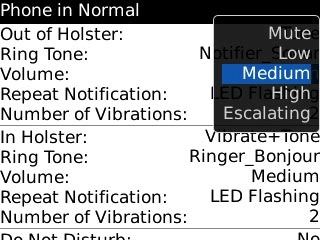 Highlight the required ring volume and press the Navigation key.