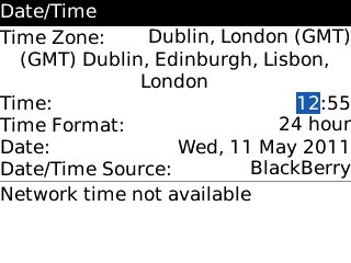 Scroll to Time and press the Navigation key.
