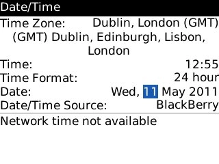Scroll to Date and press the Navigation key.