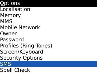 Scroll to SMS and press the Navigation key.