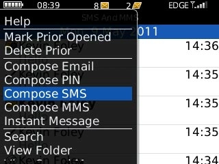 Scroll to Compose SMS and press the Navigation key.