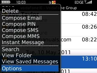 Scroll to Options and press the Navigation key.