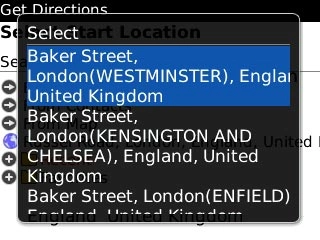 If there are more than one search result:Highlight the required destination and press the Navigation key.