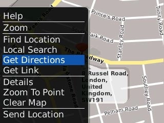 Scroll to Get Directions and press the Navigation key.
