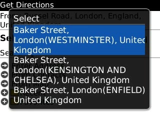 If there are more than one search result:Highlight the required destination and press the Navigation key.