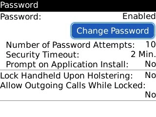 Scroll to Change Password and press the Navigation key.