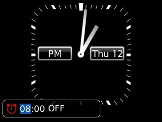 Highlight hours, minutes and OFF and follow the instructions on the display to set the alarm.