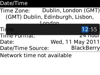 Highlight hours and minutes and key in the time.