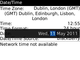 Highlight day, month and year and key in the date.