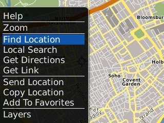 Scroll to Find Location and press the Navigation key.