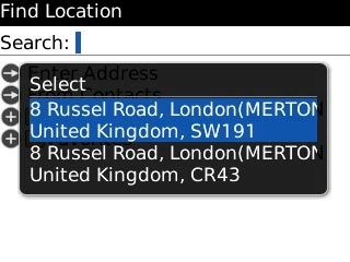 If there are more than one search result:Highlight the required destination and press the Navigation key.