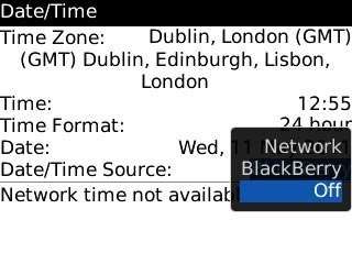 To turn off automatic date and time update:Scroll to Off and press the Navigation key.