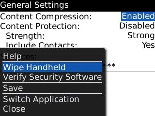 Scroll to Wipe Handheld and press the Navigation key.