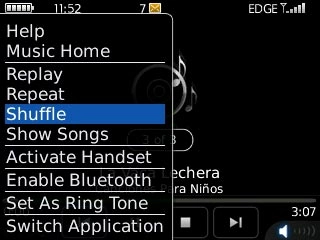 Highlight Shuffle and press the Navigation key.