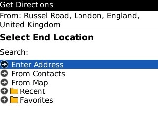 Scroll to Enter Address and press the Navigation key.