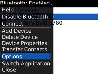 Scroll to Options and press the Navigation key.